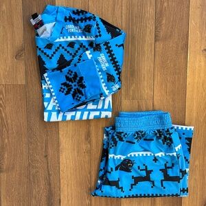 Blue Team Apparel Carolina Panthers Xmas Pajama Set - Small